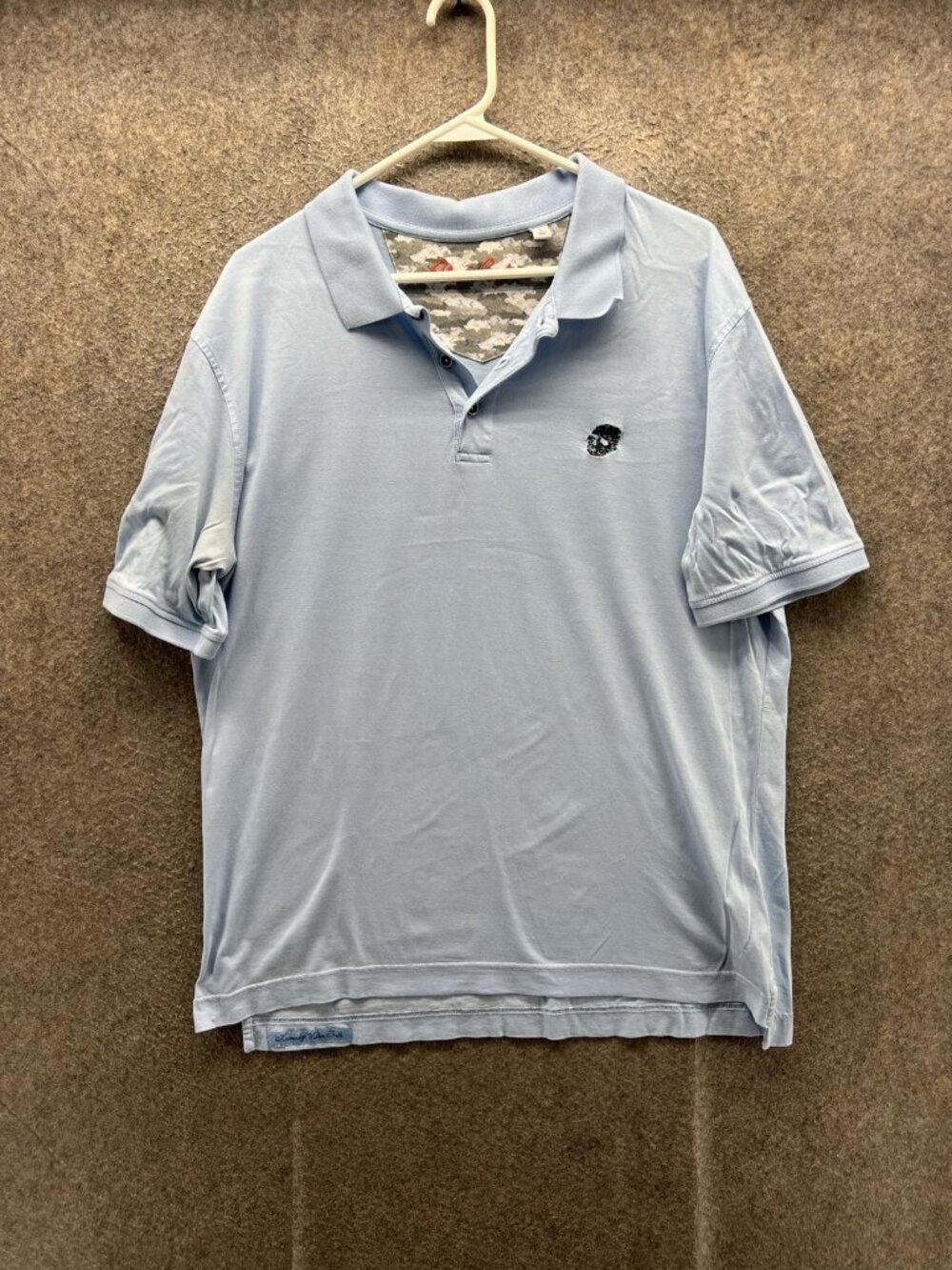 Robert Graham Polo Shirt Men Large Blue Solid Supima Cotton Casual Logo